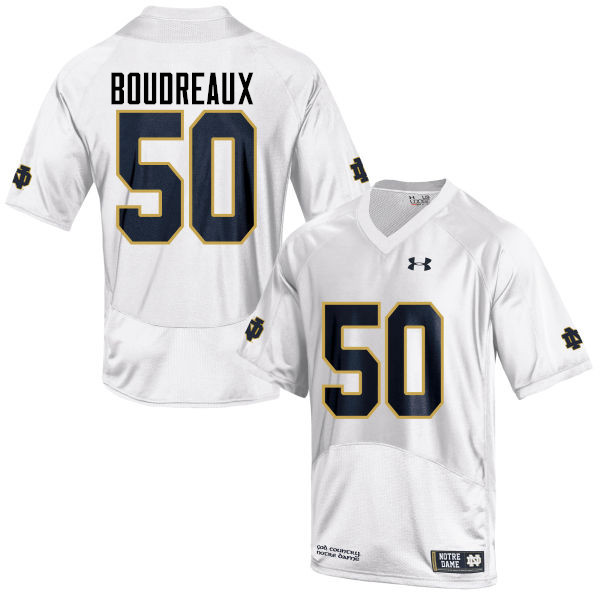 Men #50 Parker Boudreaux Notre Dame Fighting Irish College Football Jerseys-White - Click Image to Close